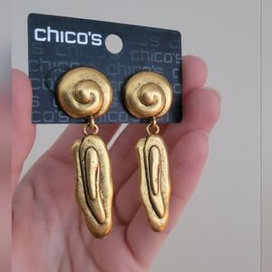 Vintage Chico's Gold Toned Gaudy Dangle Earrings